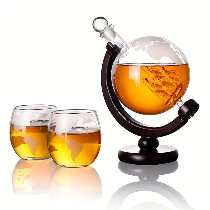 Decanter Globe Set - 850ml Whiskey Globe Decanter Set with