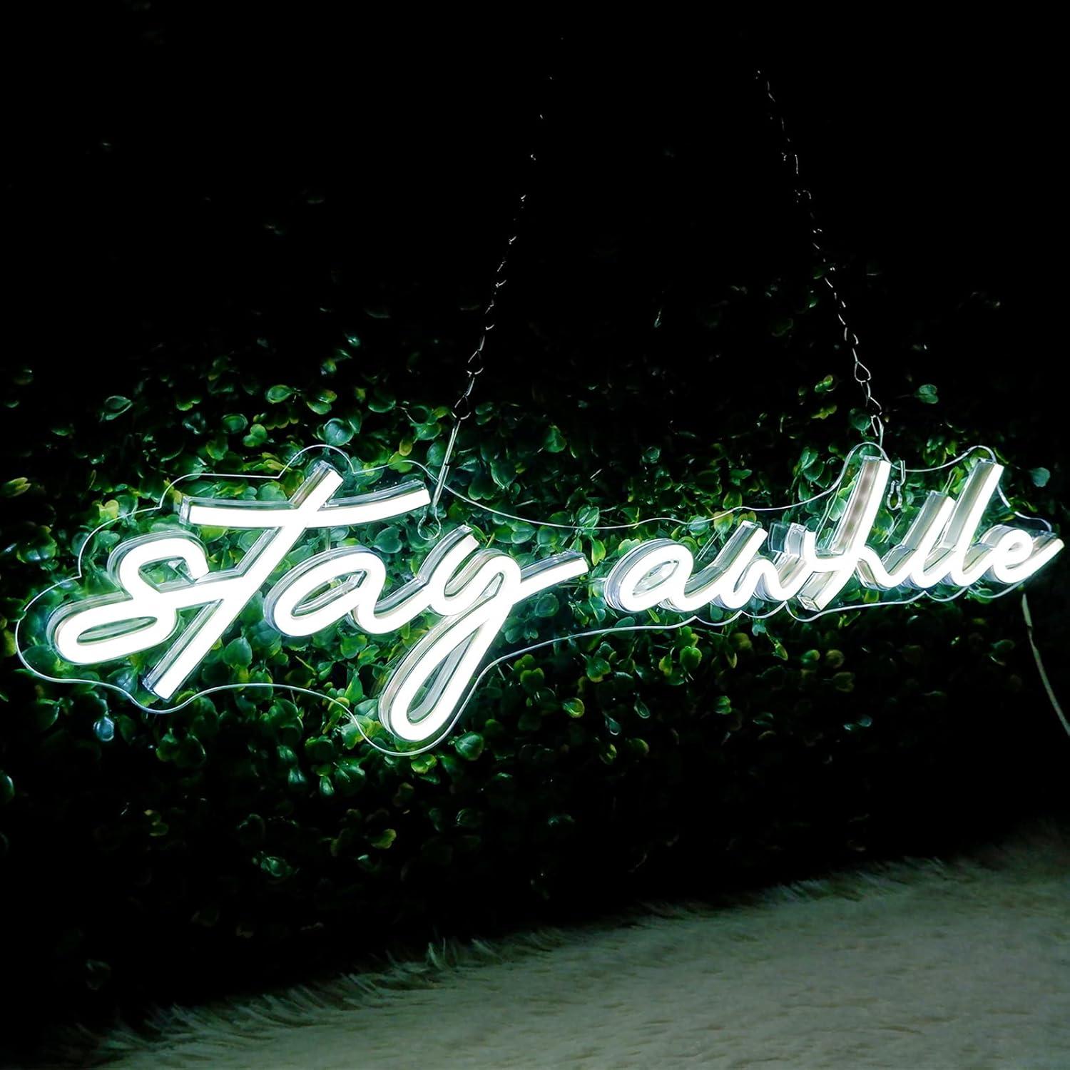 Home Bar Signs - Stay Awhile Neon Signs USB Dimmable