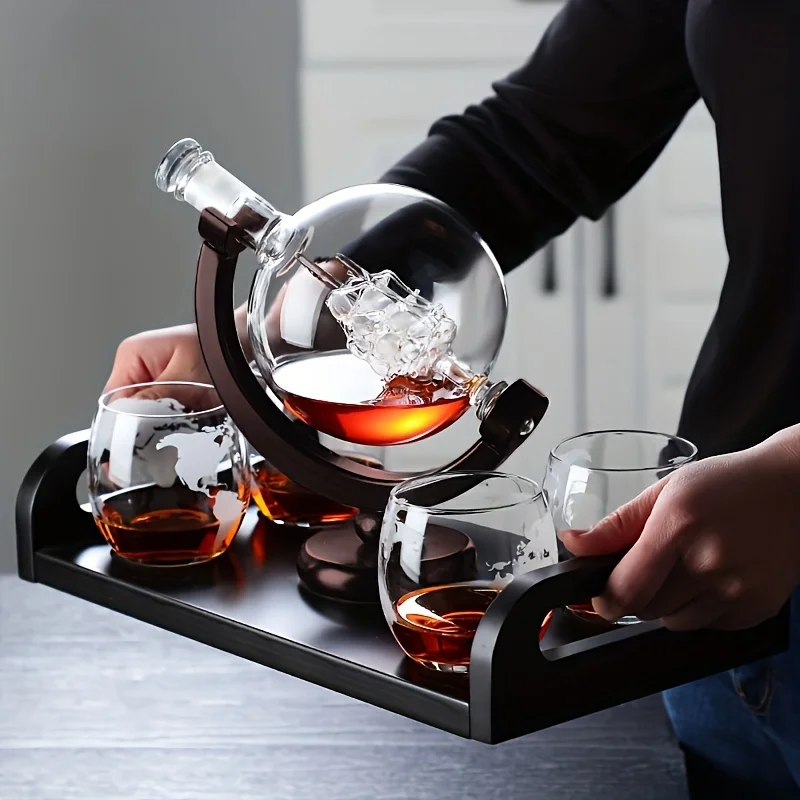 Decanter Globe Set - Globe Shaped Whiskey Decanter Borosilicate Glass