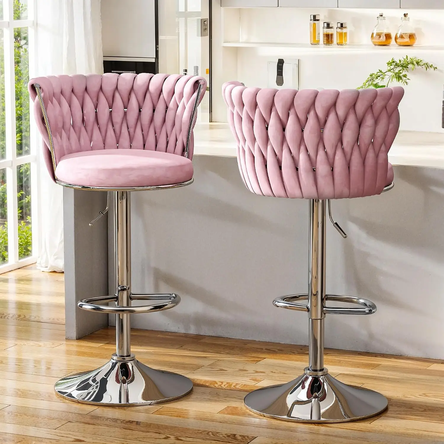 Home Bar Stools - Velvet Bar Stools Set Of 2,