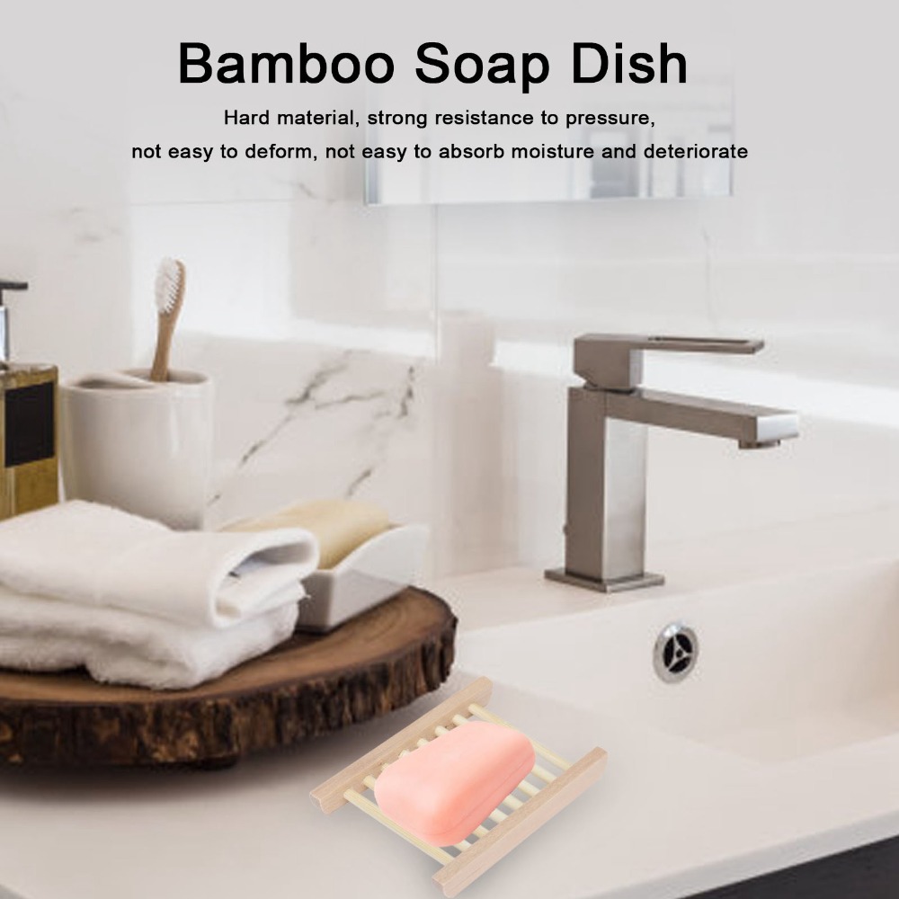 Home Bar Supplies - 5 PCS Natural Wood Soap Dish