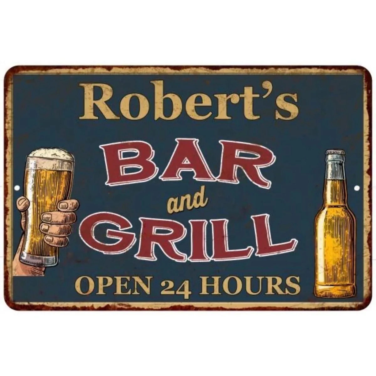 Home Bar Signs - Custom Text Bar & Grill Metal