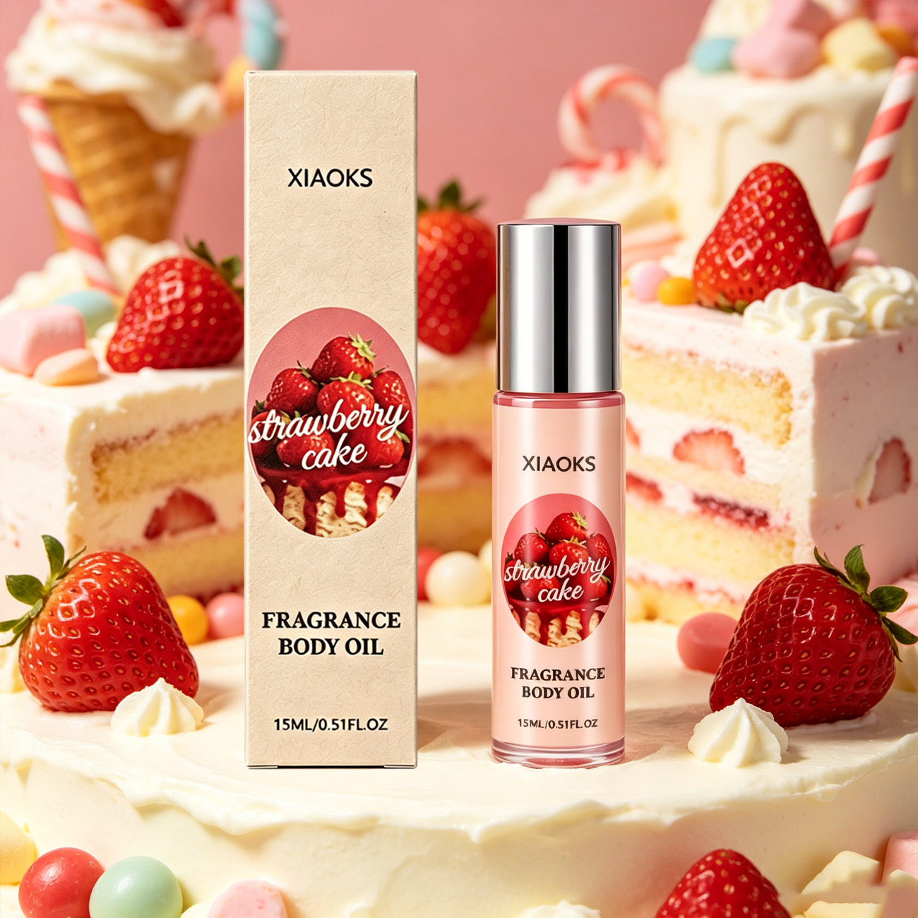 Home Bar Accessories - 1 Bottle of Strawberry Cake Sweet