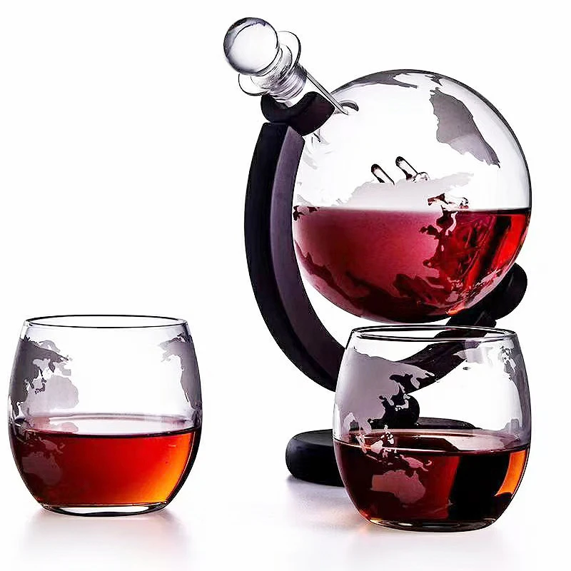 Decanter Globe Set - Whiskey Glass Set Crystal Globe Liquor