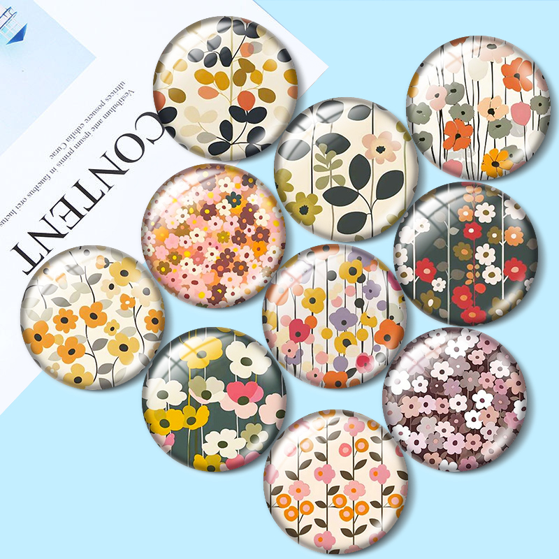 Old Fashioned Glass - Retro Floral12/18/20/25mm glass cabochon bracelet pendant