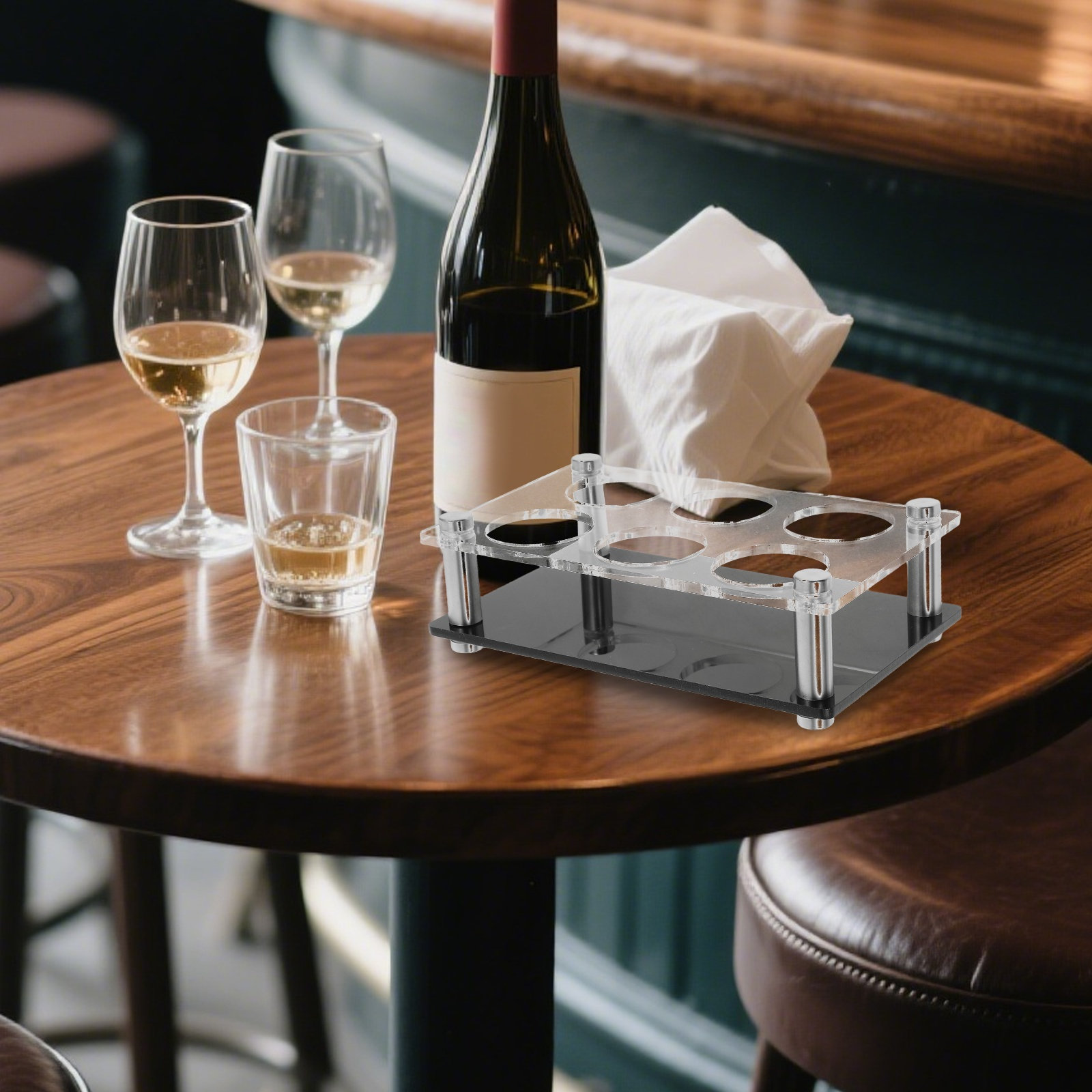 Home Bar Stand - Shot Glass Holder 6 Holes Clear