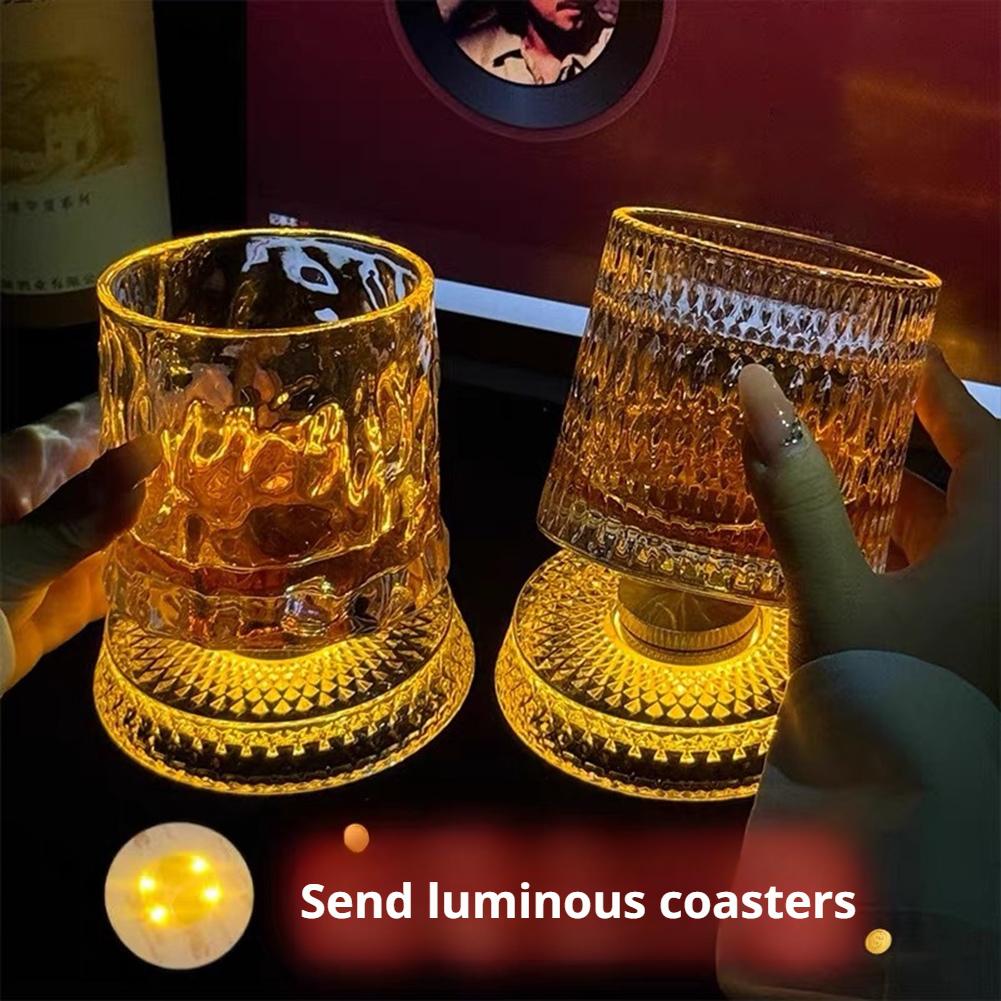 Old Fashioned Glass - 360° Rotating Whiskey Glass with LED