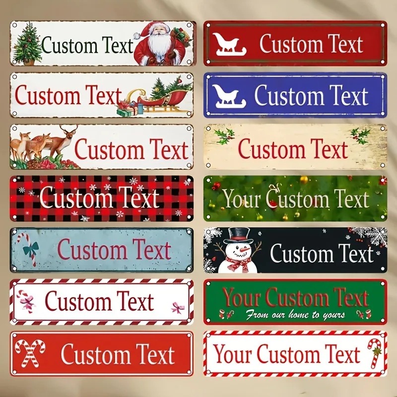 Home Bar Signs - 40.64x10.16cm 2D Flat Custom Santa Aluminum