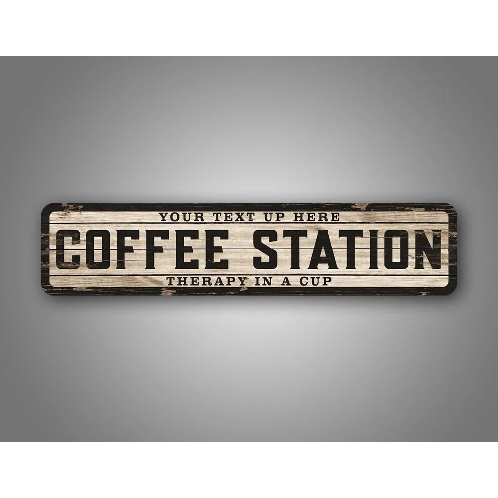Home Bar And Coffee - Custom Text Logo Weathered Wood Sign