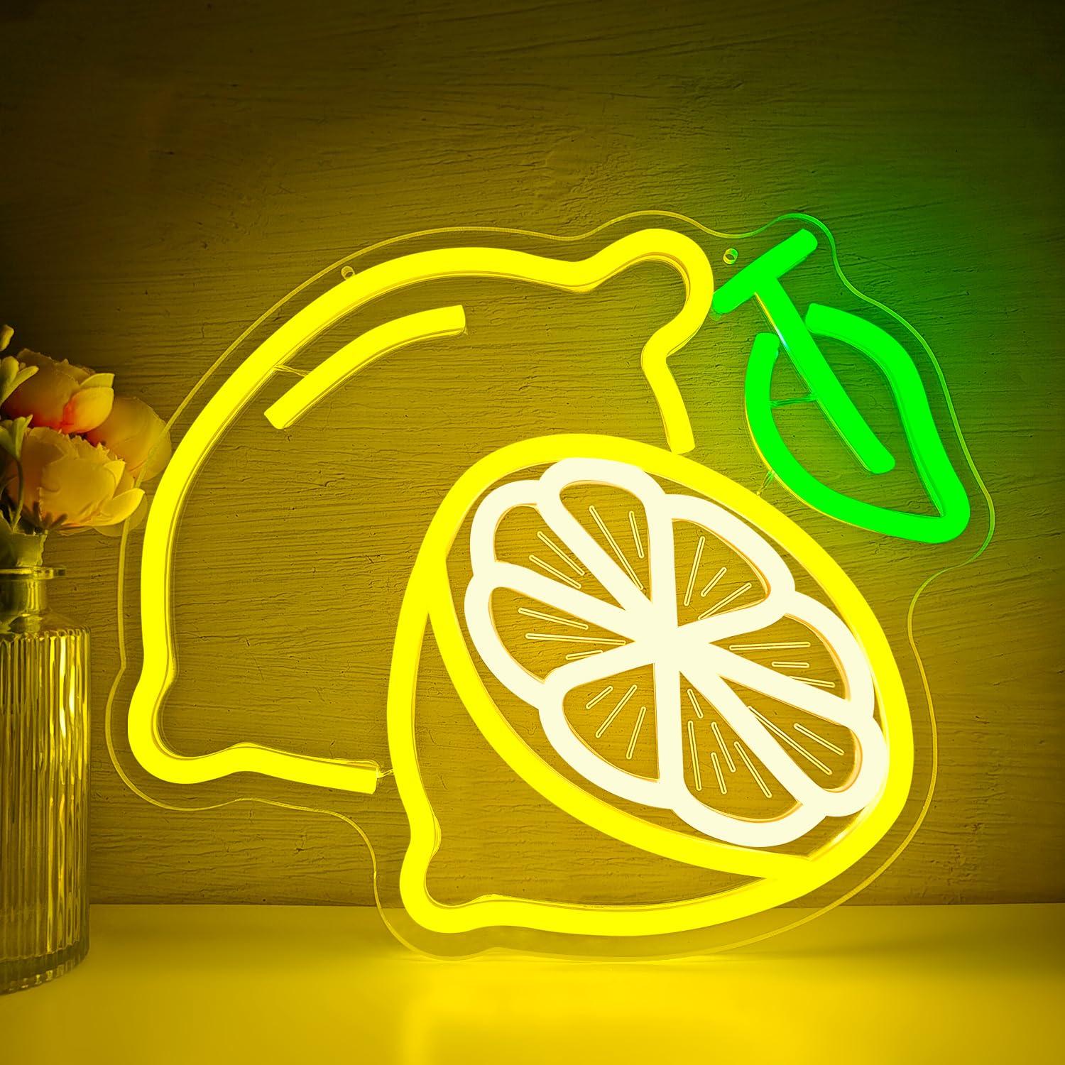 Home Bar Signs - Lemon Neon Sign Dimmable LED Light