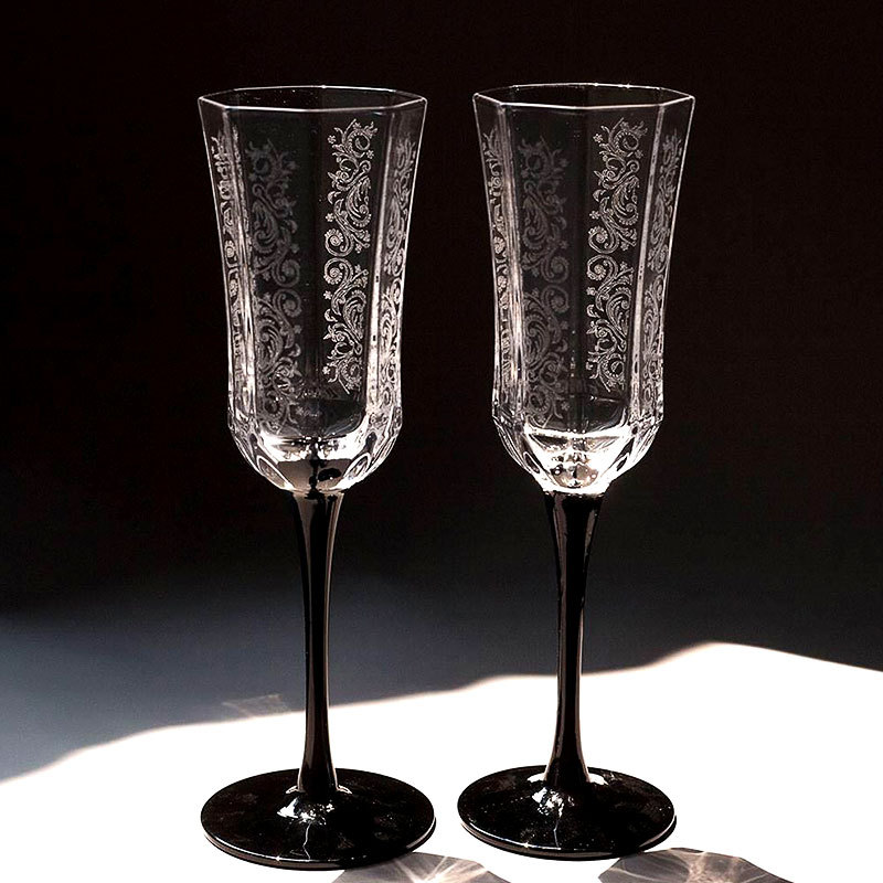 Old Fashioned Glass - French Vintage Champagne Glass Black Swan