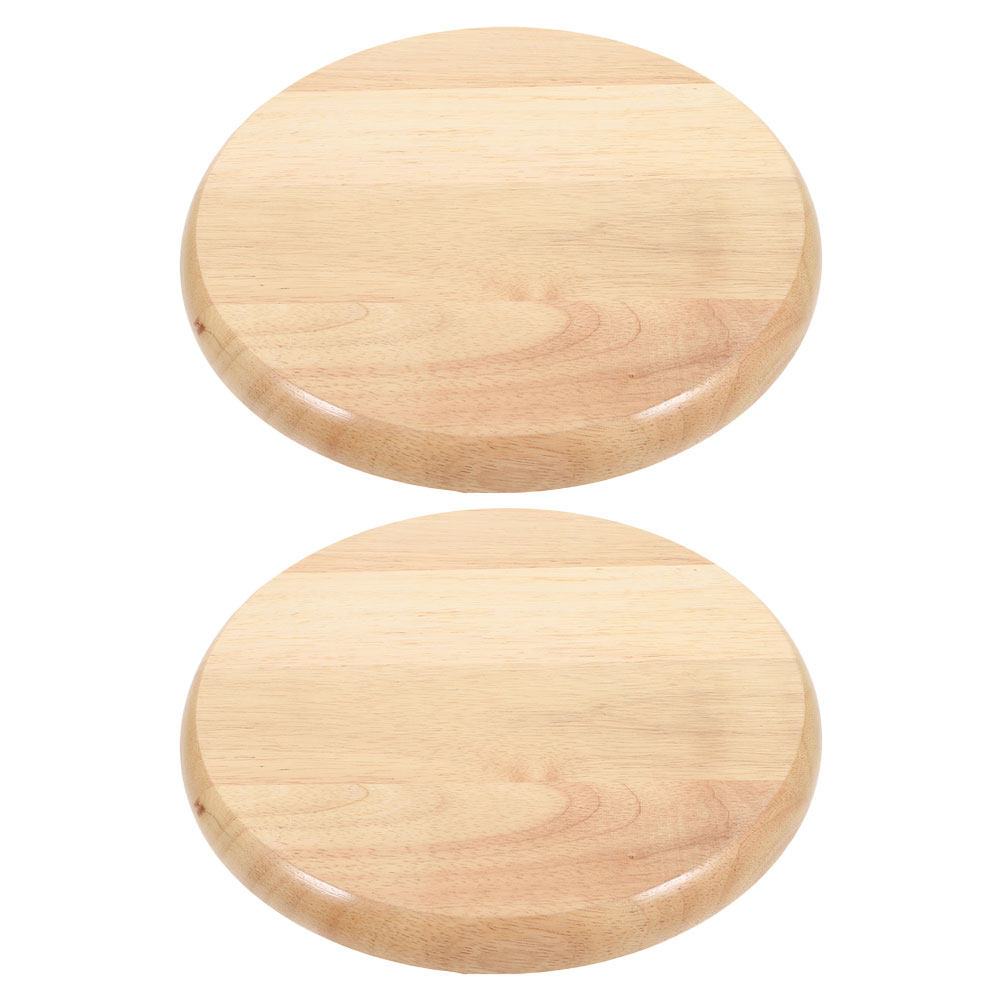 Home Bar Stools - 2Pcs Round Solid Wood Stool Seat