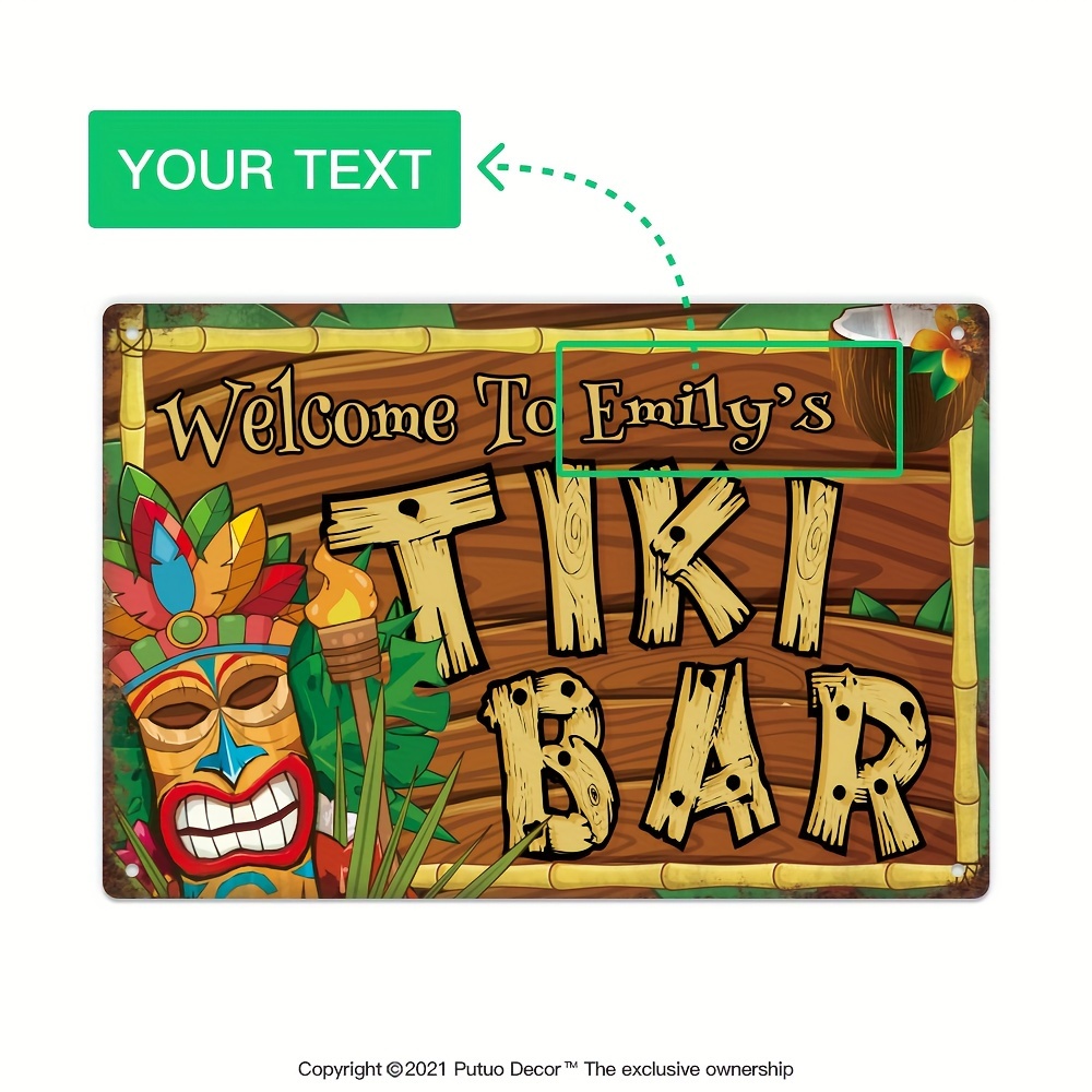 Home Bar Signs - Custom Decor Tiki Bar Sign, Personalized