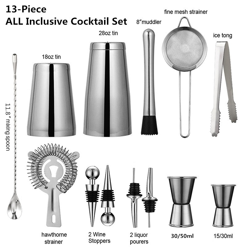 Boston Shaker Set - 13Pcs/Set Stainless Steel Cocktail Shaker Ice