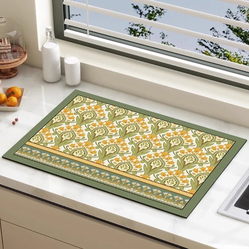 Bar Mat Rubber - VIKAMA Vintage Moroccan Mandala Kitchen Drain