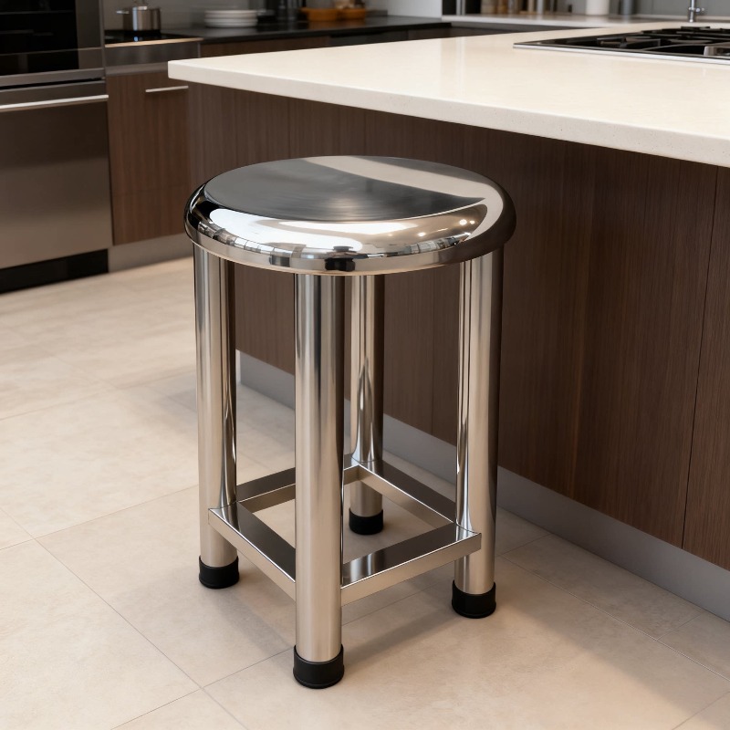 Home Bar Stools - 304 Stainless Steel Round Stool Heavy