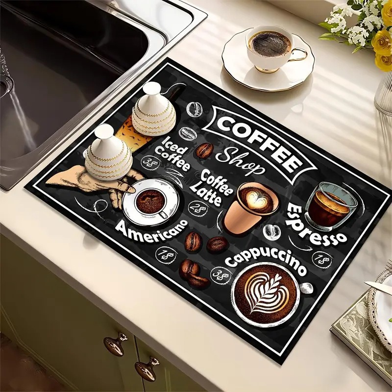 Creative Coffee Print Kitchen  - Bar Mat Rubber ulasan dan harga