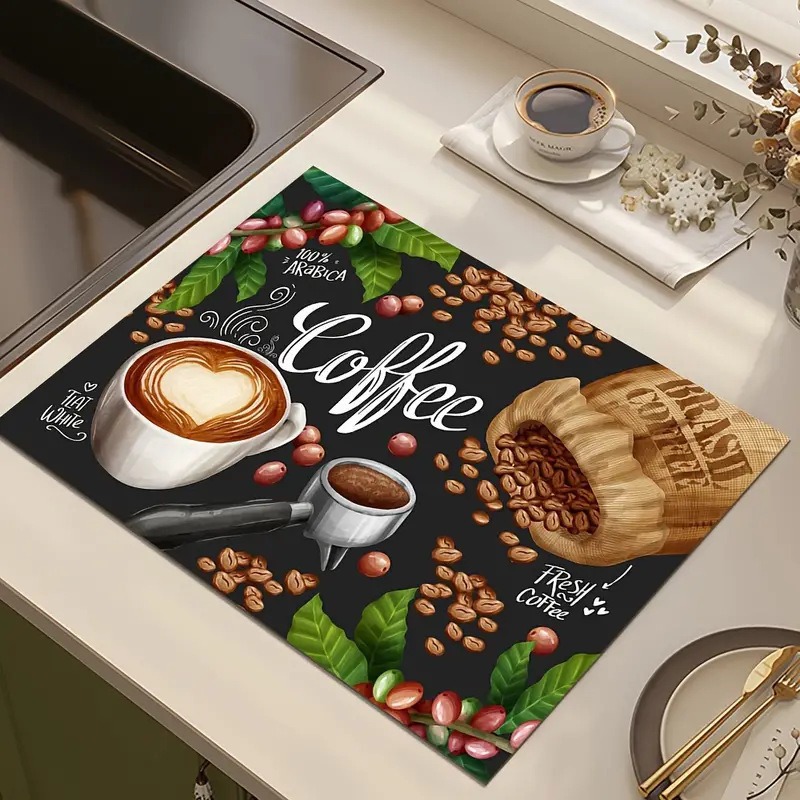 Creative Coffee Print Kitchen  - Bar Mat Rubber ulasan dan harga
