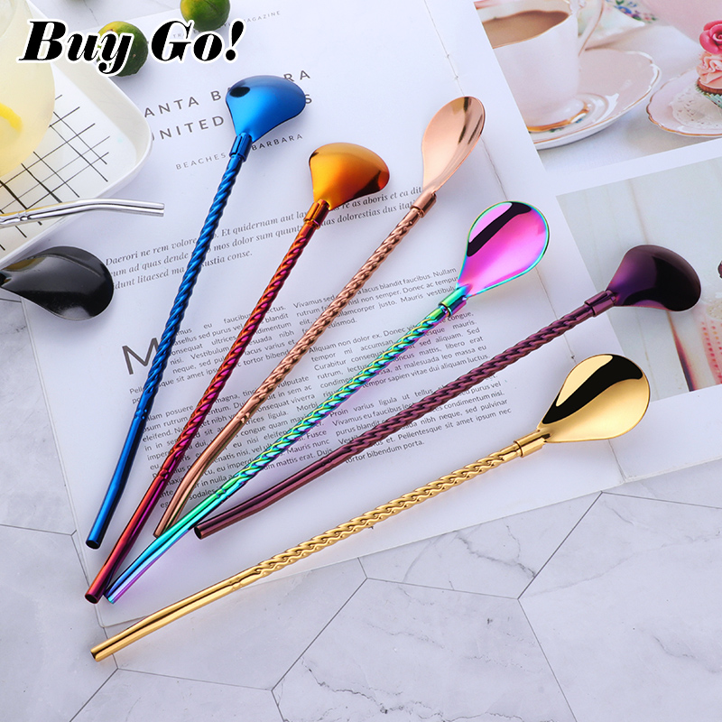 1PC Long Big Twisted Straw Spo - Bar Spoon Twisted ulasan dan harga