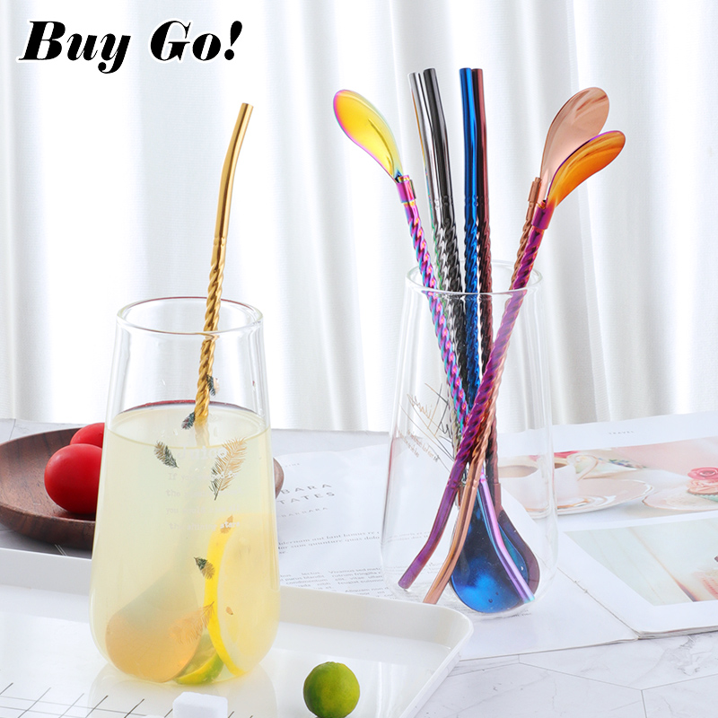 1PC Long Big Twisted Straw Spo - Bar Spoon Twisted ulasan dan harga