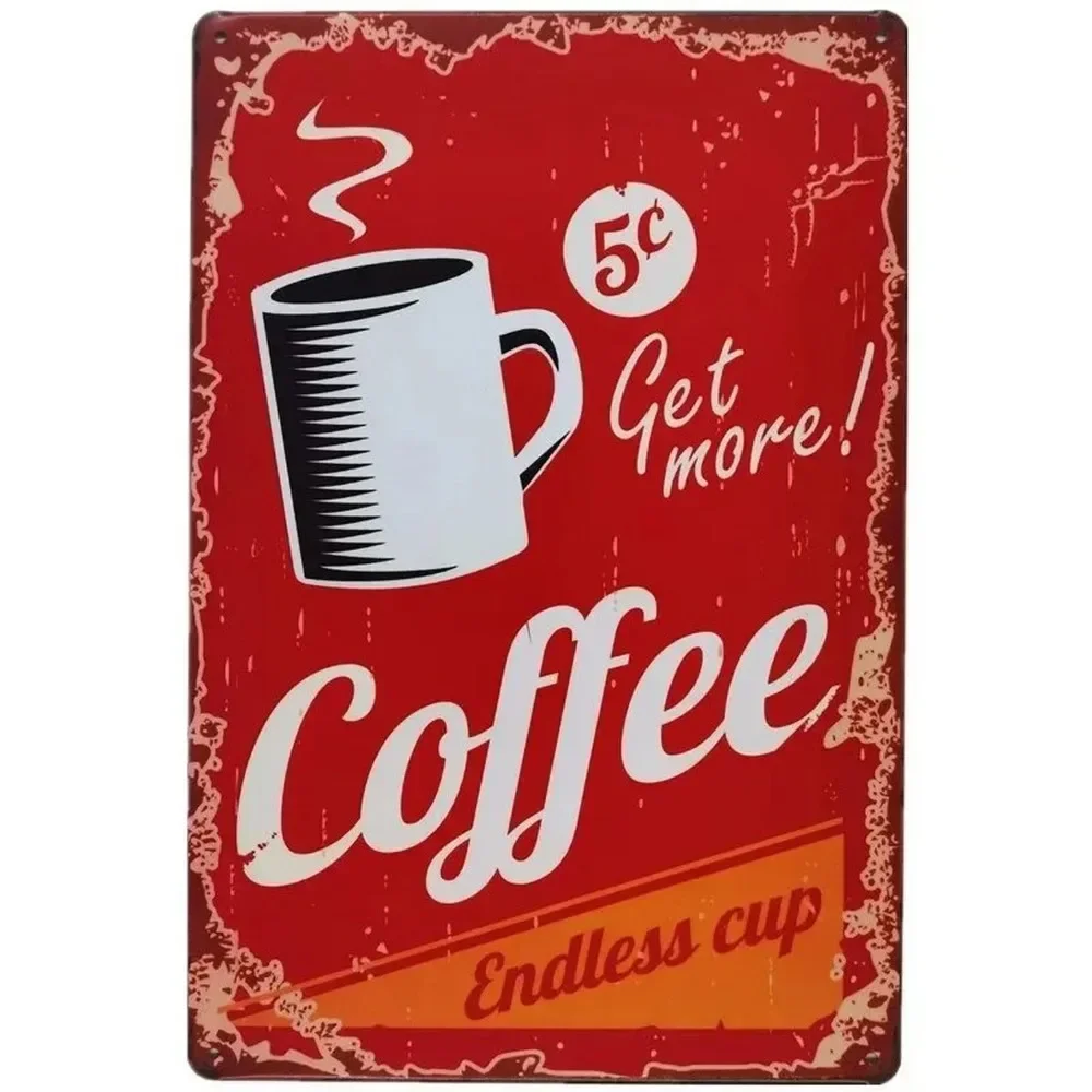 Plaque Metal Signs Drink Coffe - Home Bar And Coffee ulasan dan harga