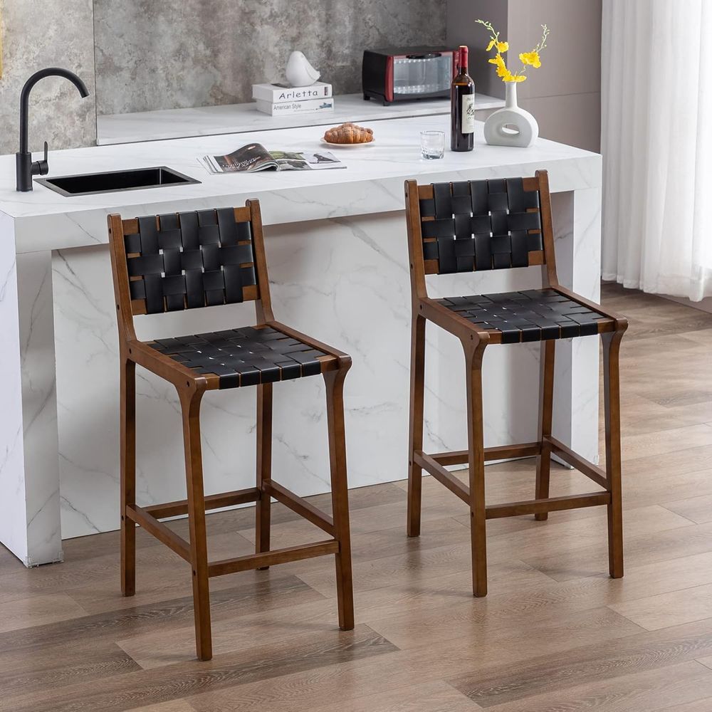 Set of 2 Wooden Bar Stools, Bl - Home Bar Stools ulasan dan harga