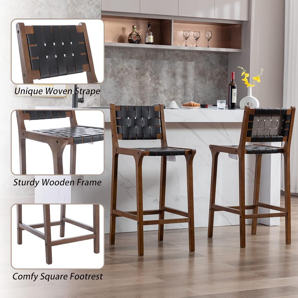 Set of 2 Wooden Bar Stools, Bl - Home Bar Stools ulasan dan harga