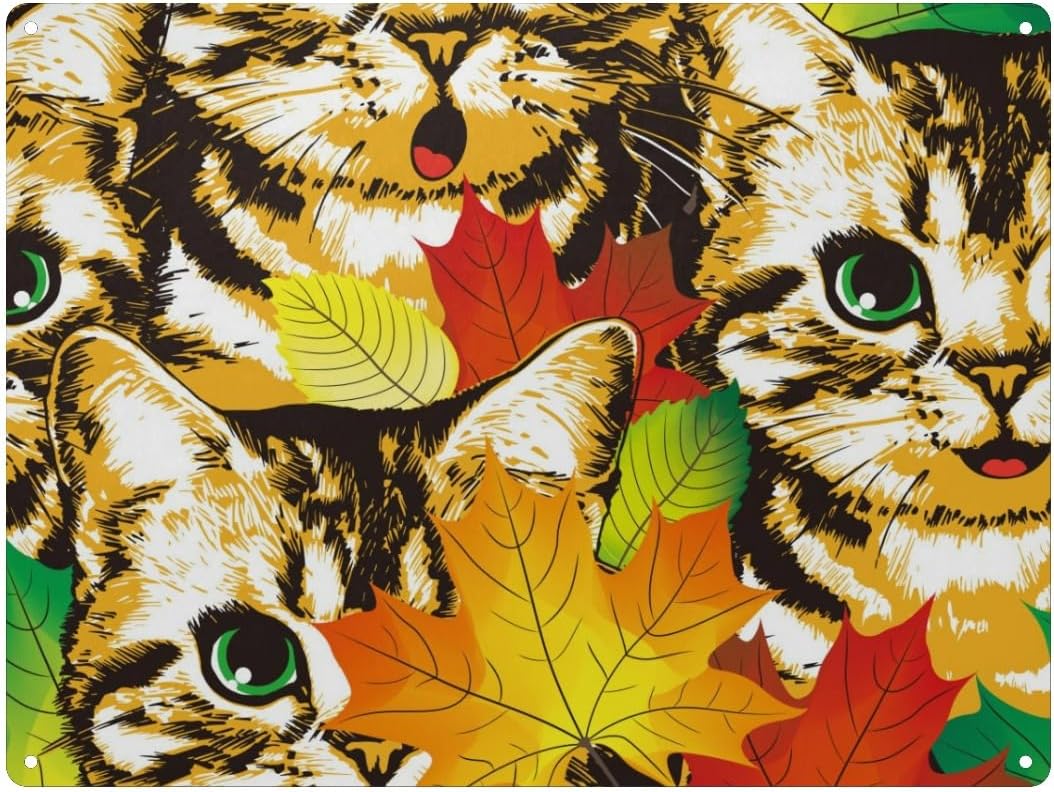 Metal Tin Sign, Autumn Kittens - Home Bar And Coffee ulasan dan harga