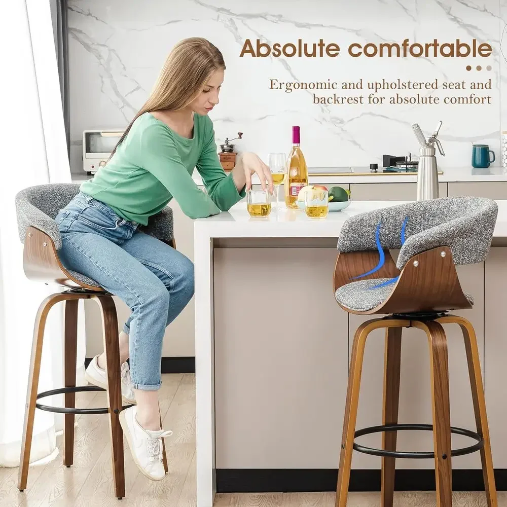 Set of 2 Gray Fabric Swivel Ba - Home Bar Stools ulasan dan harga