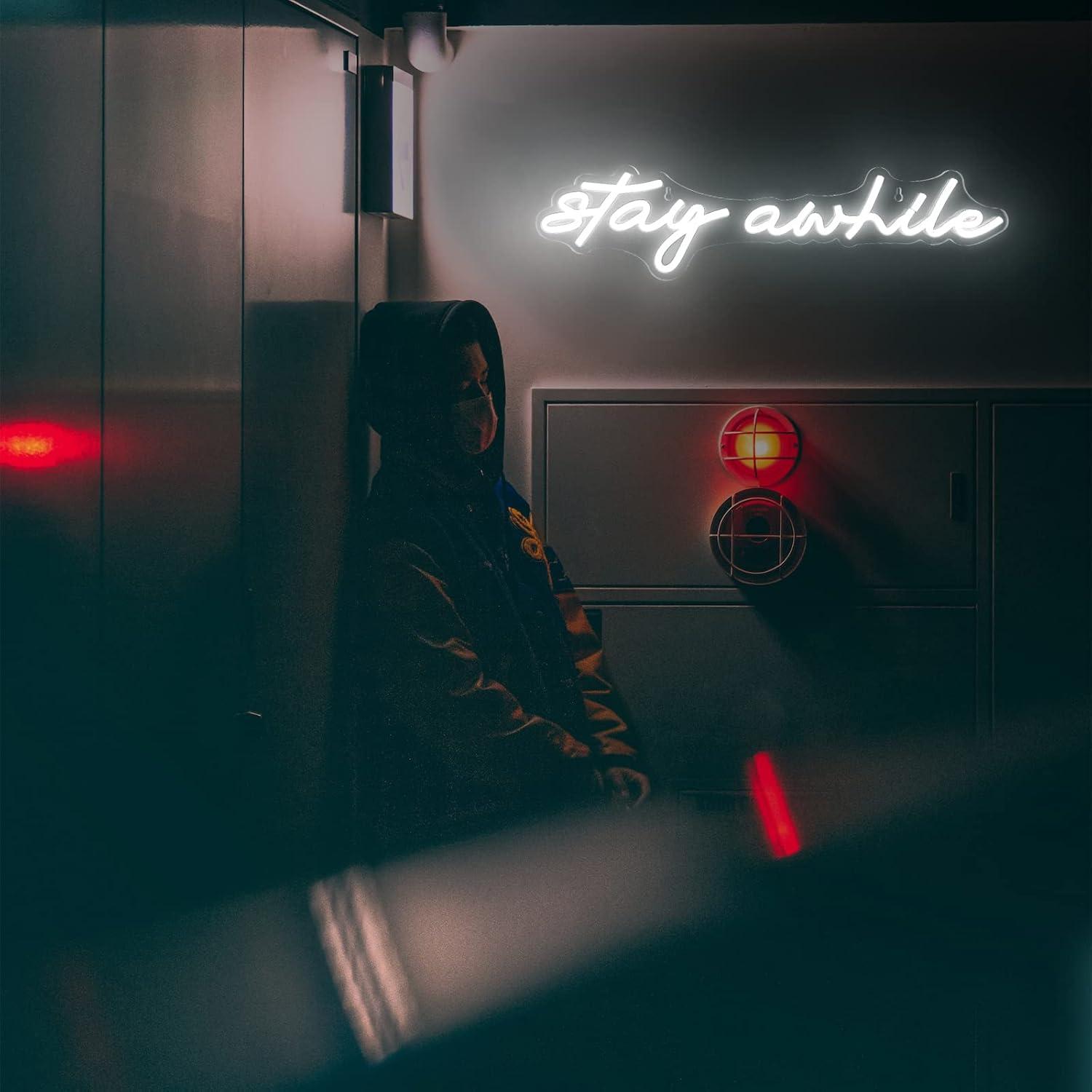 Stay Awhile Neon Signs USB Dim - Home Bar Signs ulasan dan harga