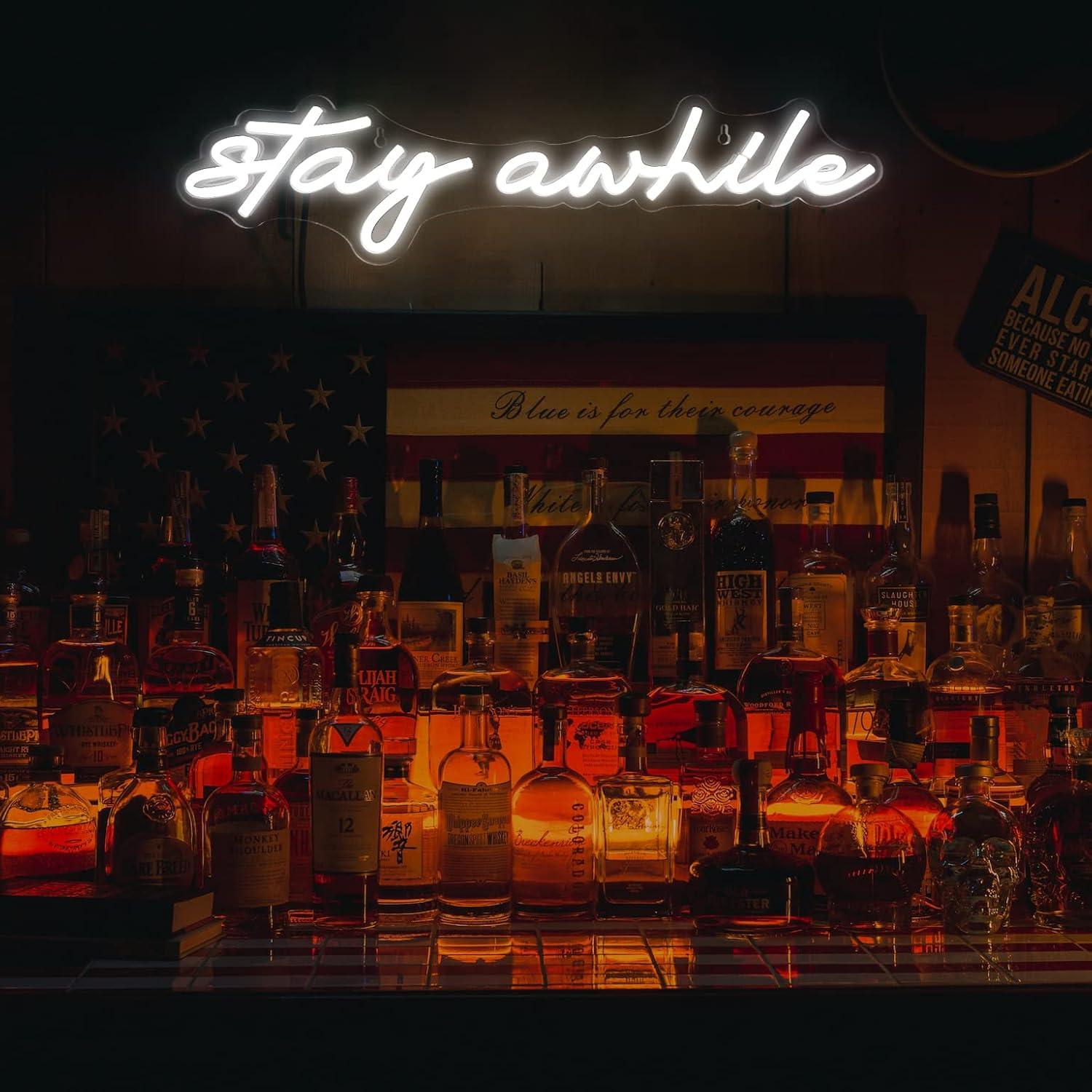 Stay Awhile Neon Signs USB Dim - Home Bar Signs ulasan dan harga