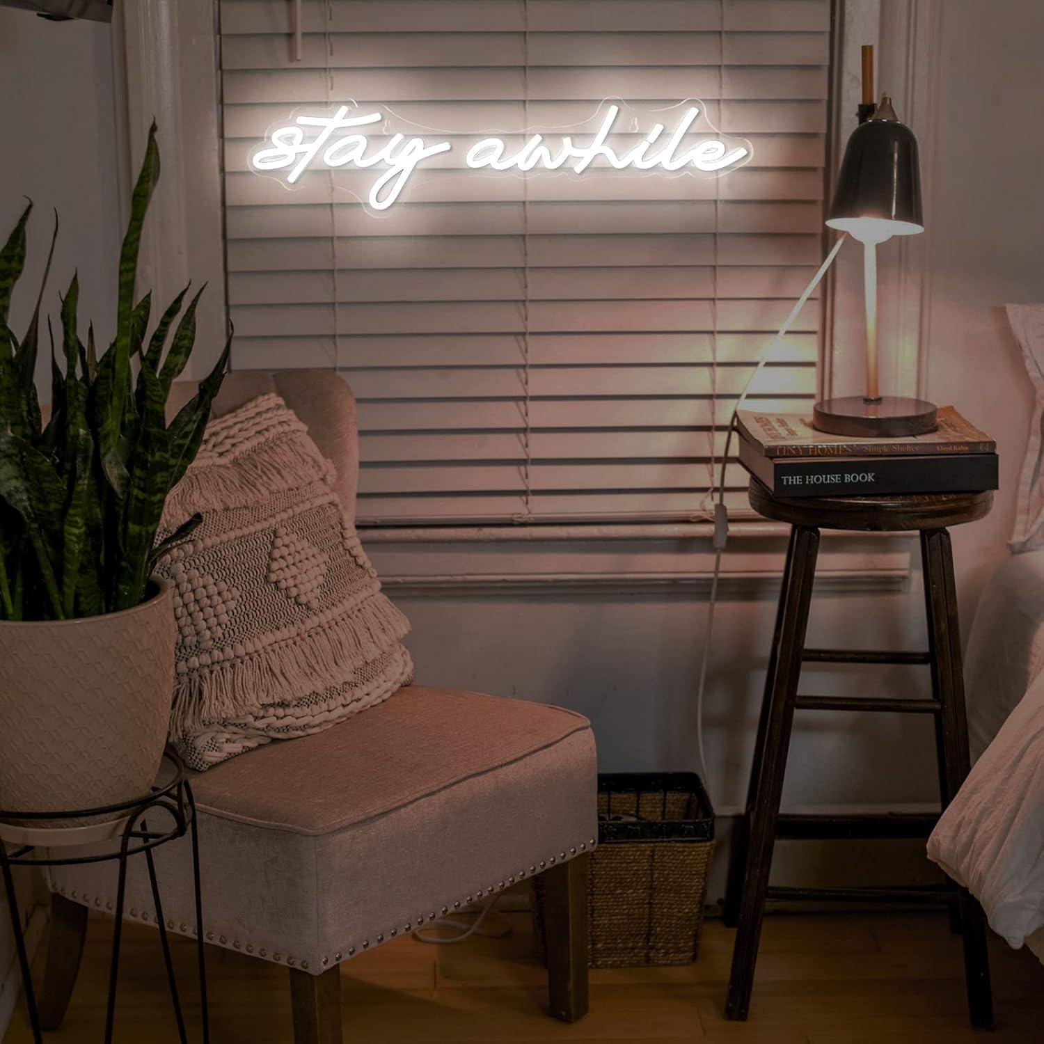 Stay Awhile Neon Signs USB Dim - Home Bar Signs ulasan dan harga