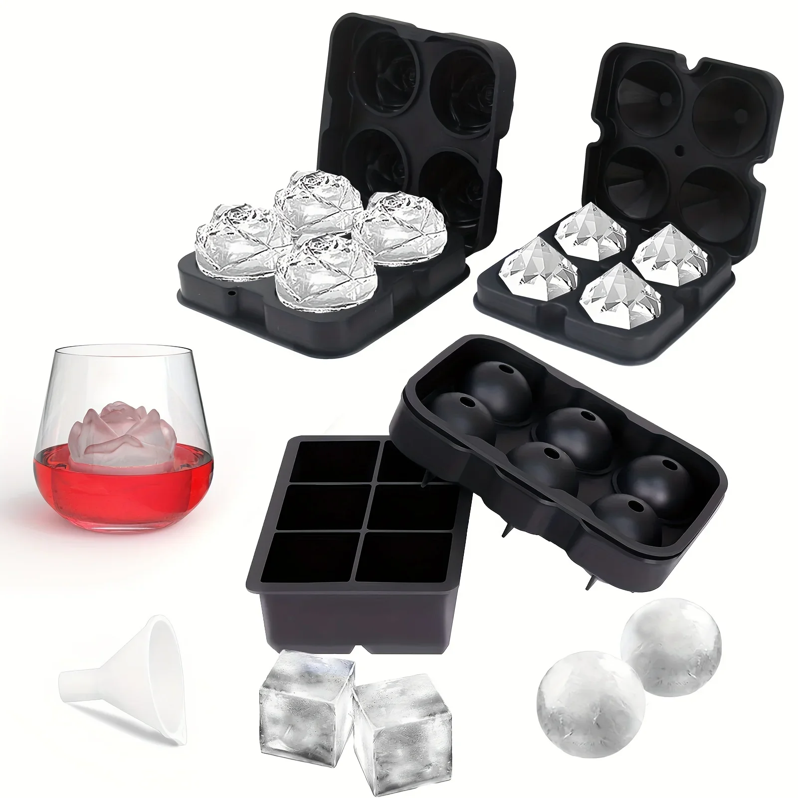 1pc 3D Rose Ice Cube Mold, Squ - Ice Mold Sphere ulasan dan harga