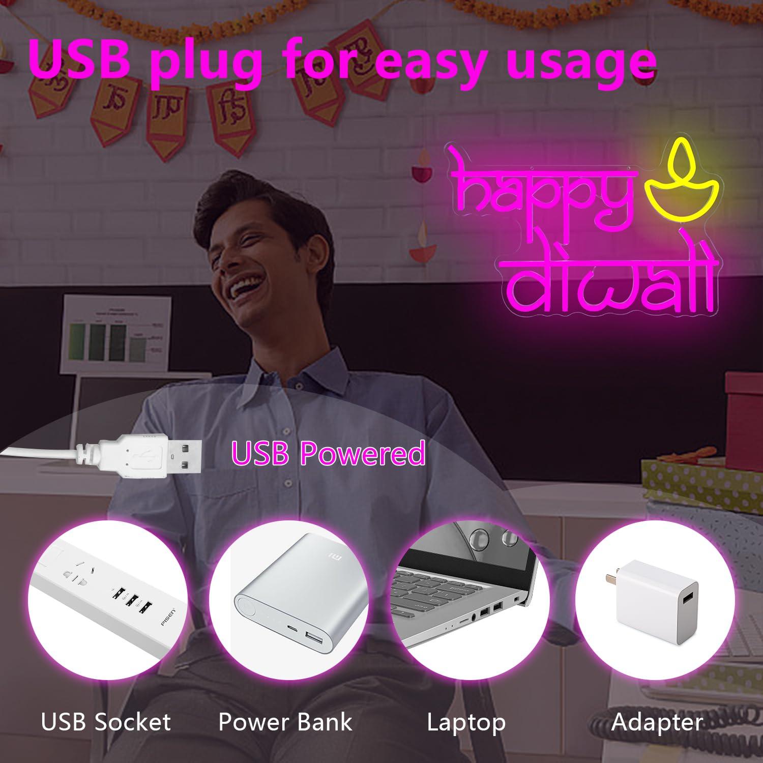 Happy Diwali Neon Sign USB Pow - Home Bar Signs ulasan dan harga
