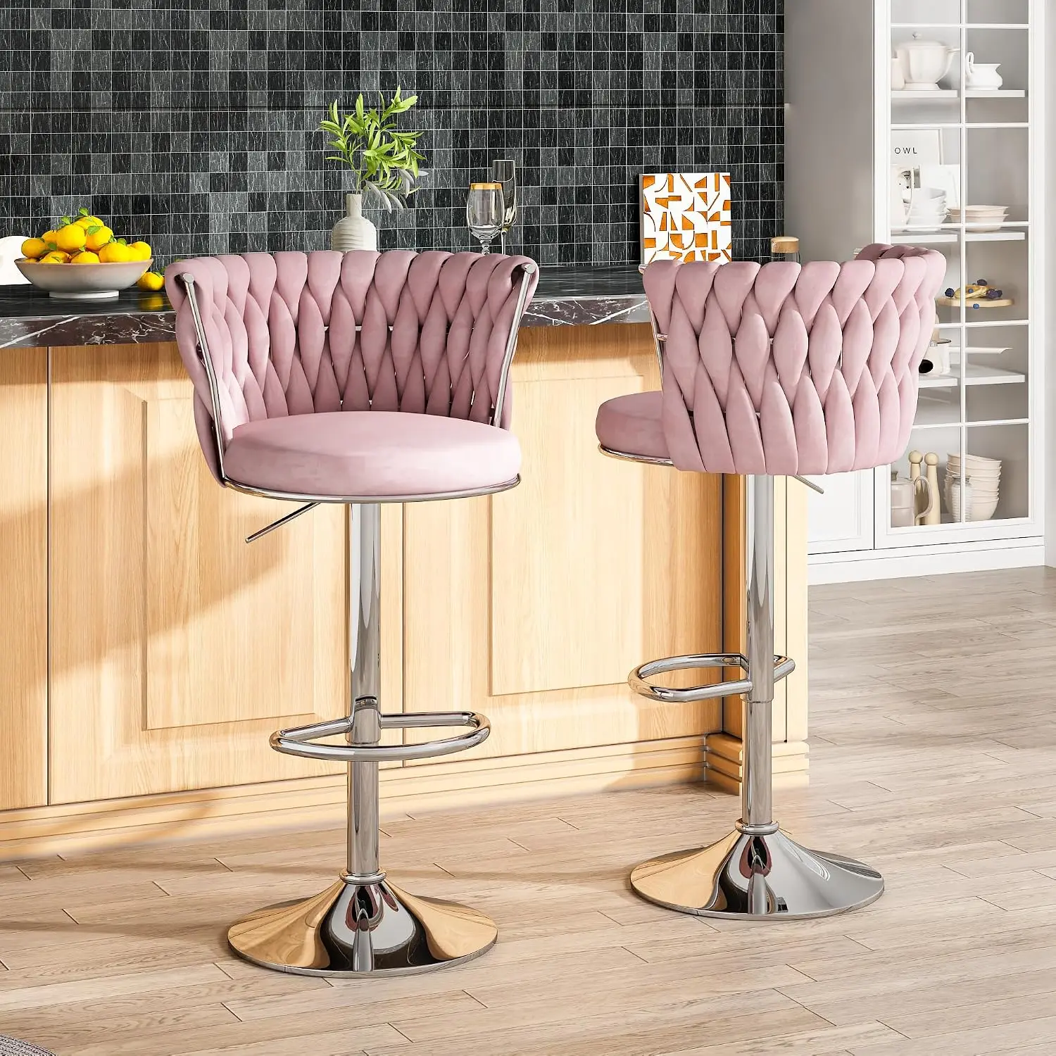 Velvet Bar Stools Set Of 2, Sw - Home Bar Stools ulasan dan harga