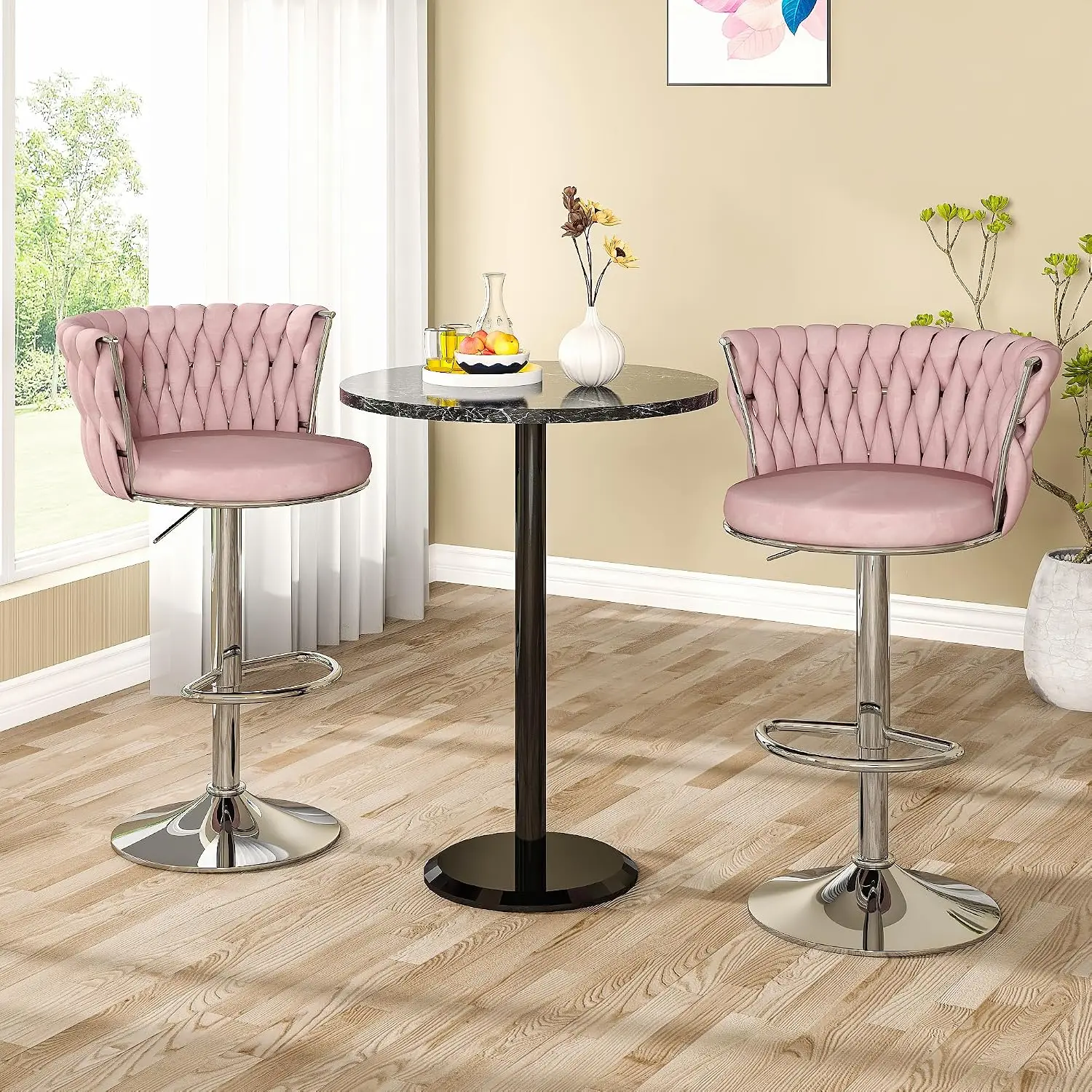Velvet Bar Stools Set Of 2, Sw - Home Bar Stools ulasan dan harga