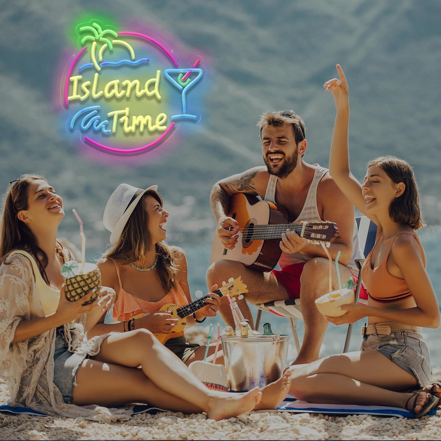 Island Time Neon Sign LED Ligh - Home Bar Signs ulasan dan harga