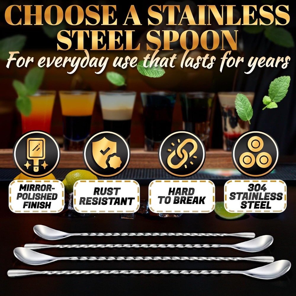 4 Pcs Bar Spoon Set, 12