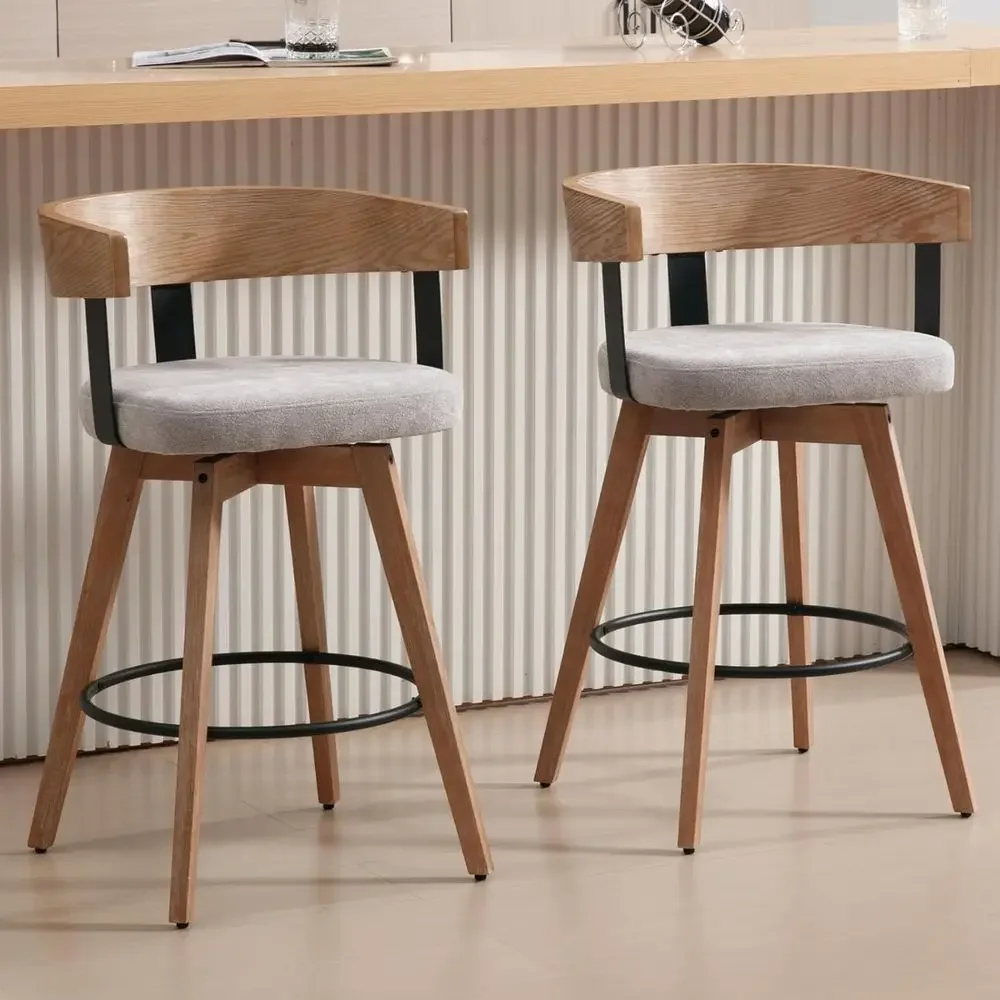 Set of 2, 26 Grey Linen-Uphols - Home Bar Stools ulasan dan harga