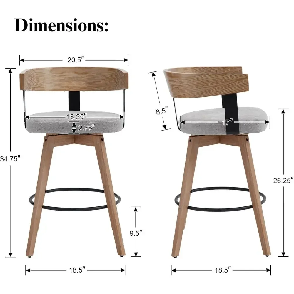 Set of 2, 26 Grey Linen-Uphols - Home Bar Stools ulasan dan harga