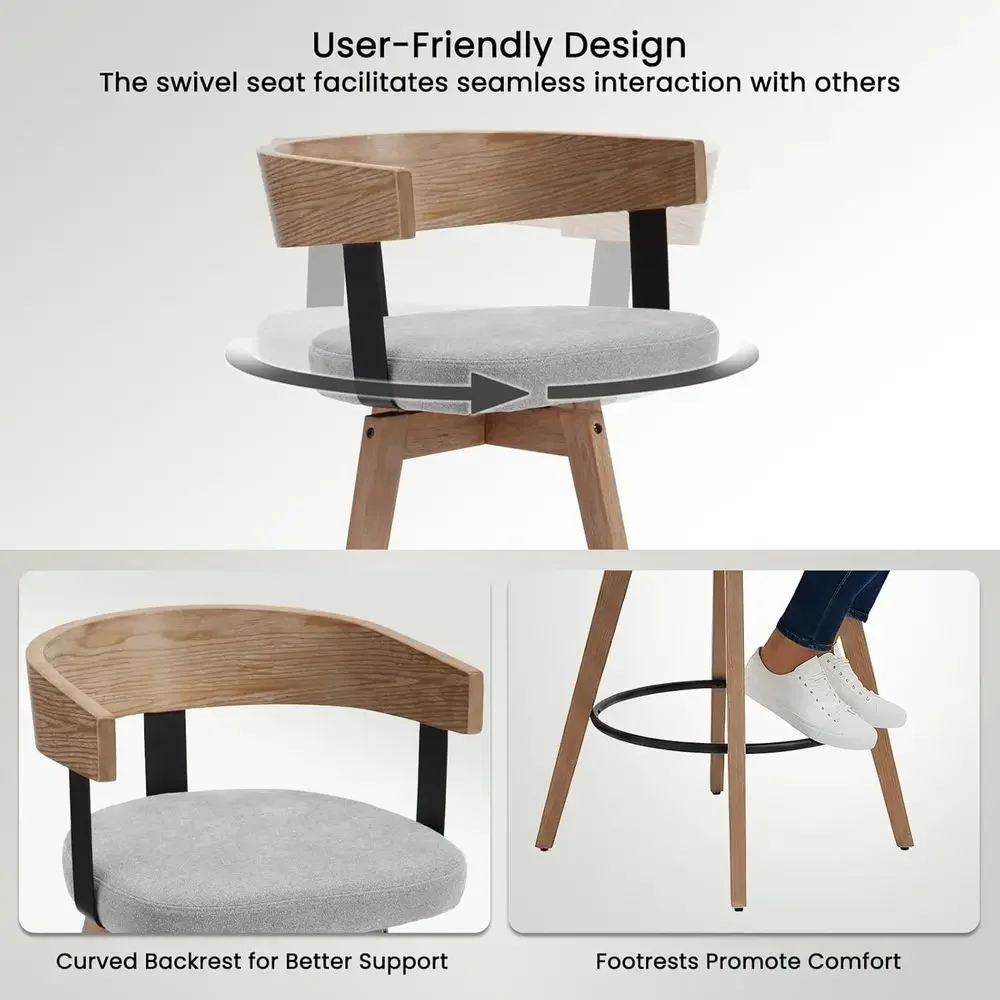 Set of 2, 26 Grey Linen-Uphols - Home Bar Stools ulasan dan harga