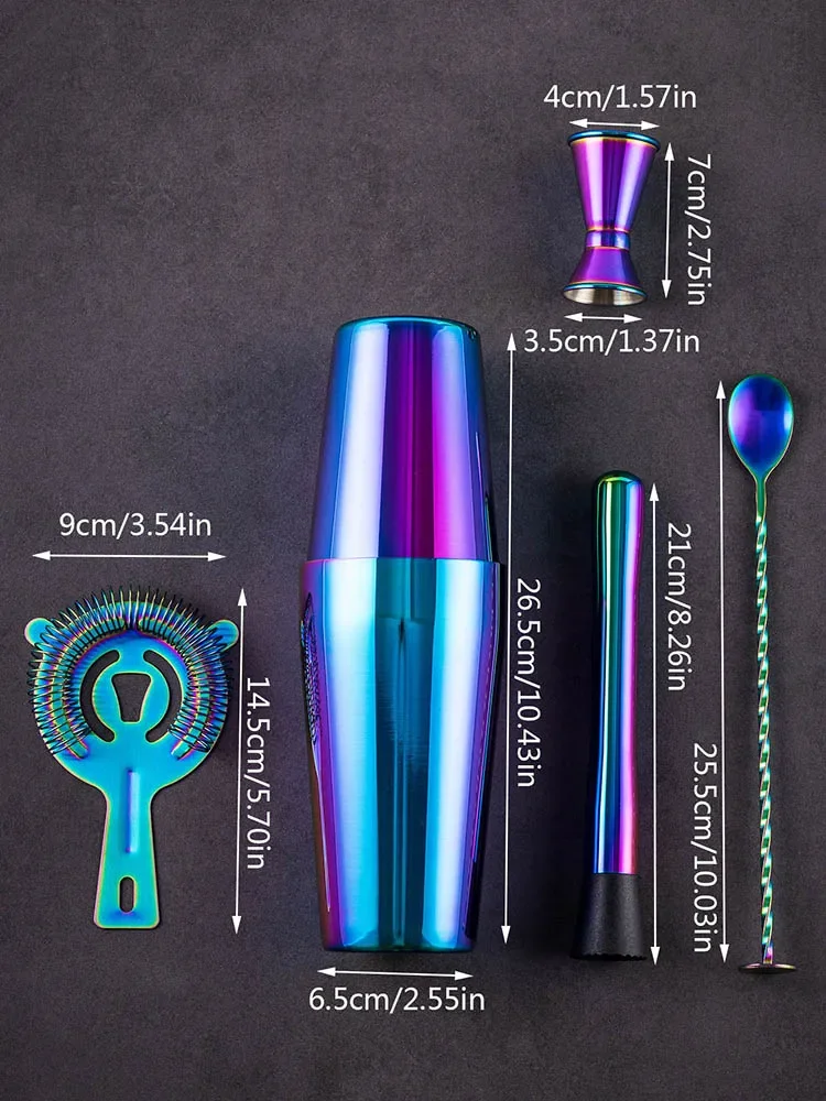 5/7pcs Rainbow Cocktail Shaker - Boston Shaker Set ulasan dan harga
