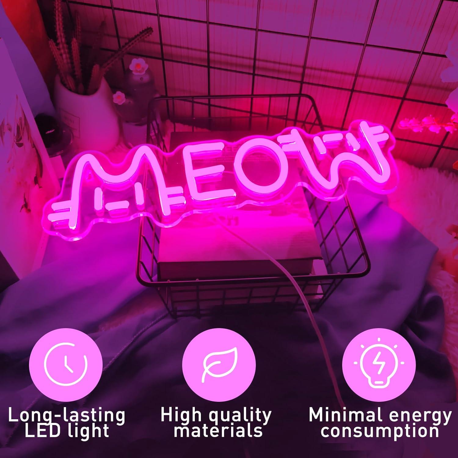 Meow Neon Sign Cat USB Powered - Home Bar Signs ulasan dan harga