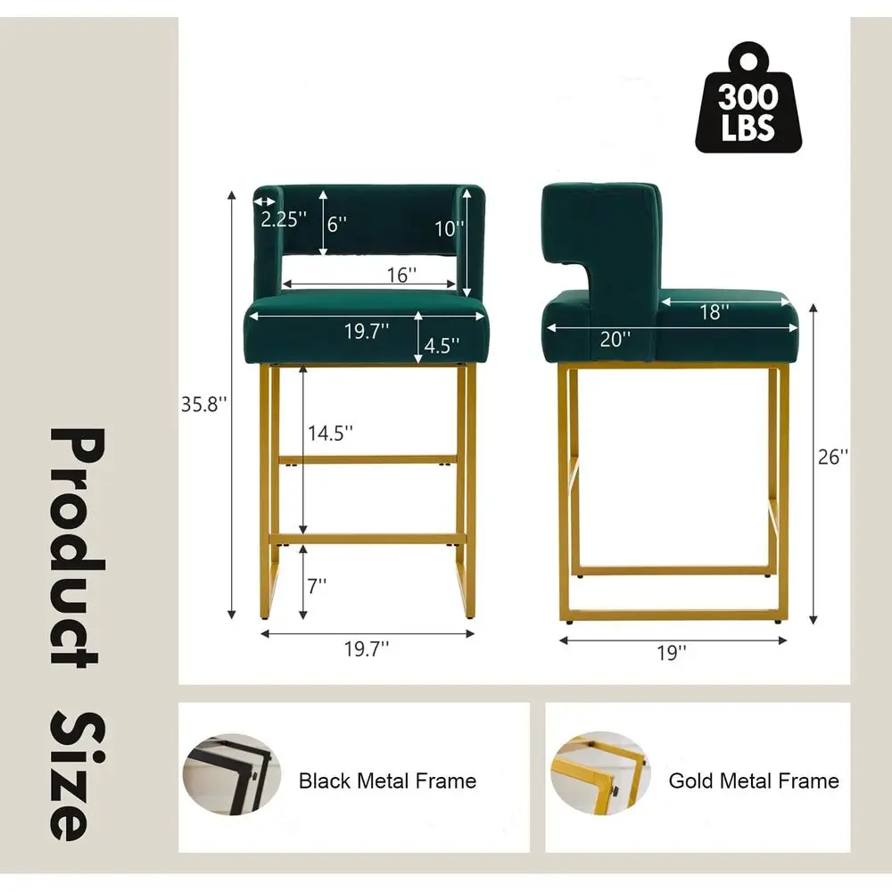 Set of 2 Green Velvet Bar Stoo - Home Bar Stools ulasan dan harga
