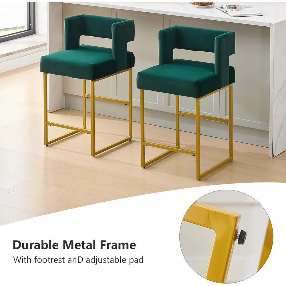 Set of 2 Green Velvet Bar Stoo - Home Bar Stools ulasan dan harga