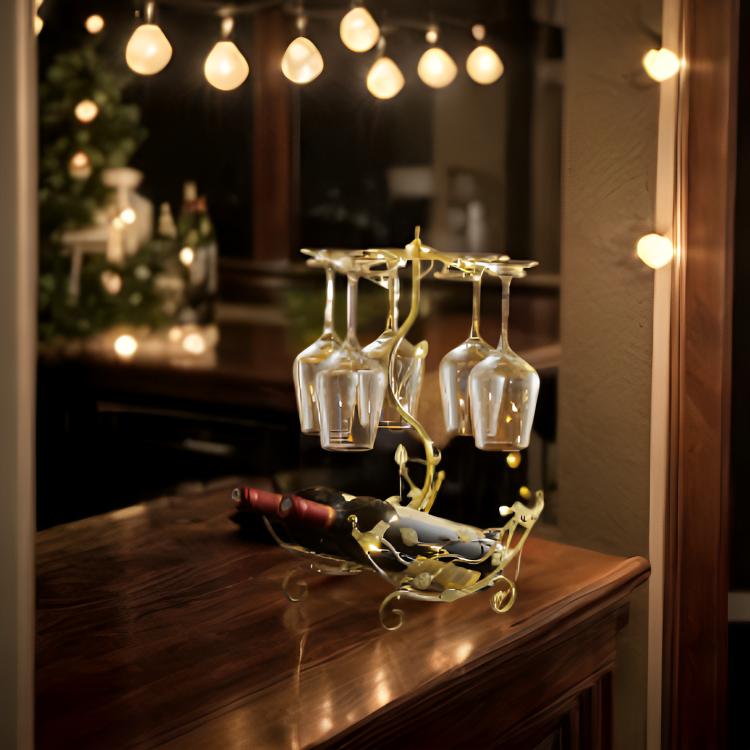 Elegant Countertop Wine Rack w - Home Bar Stand ulasan dan harga