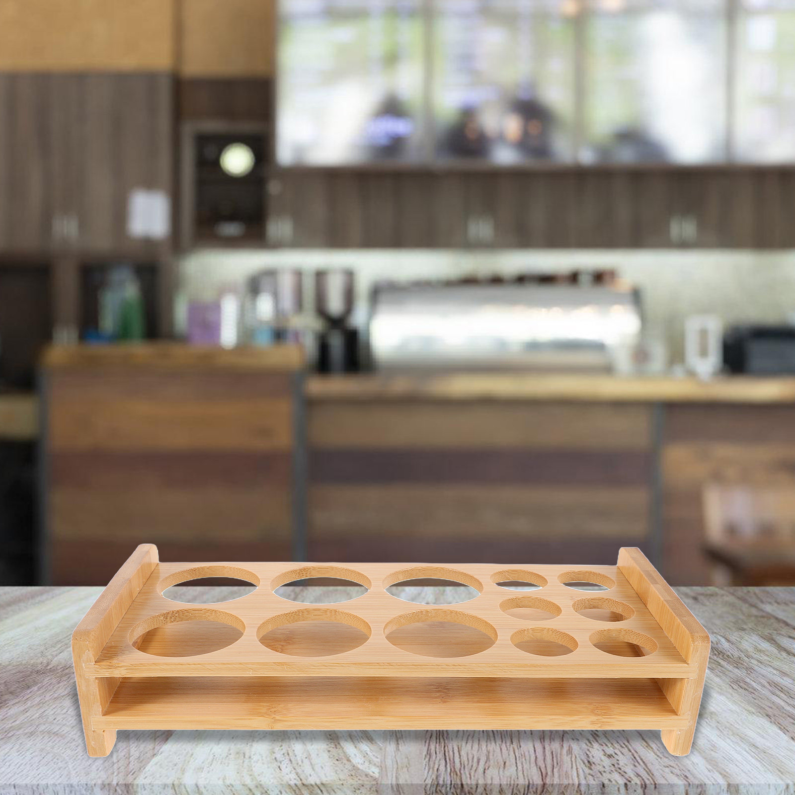 Bamboo Shot Glass Holder Premi - Home Bar Stand ulasan dan harga