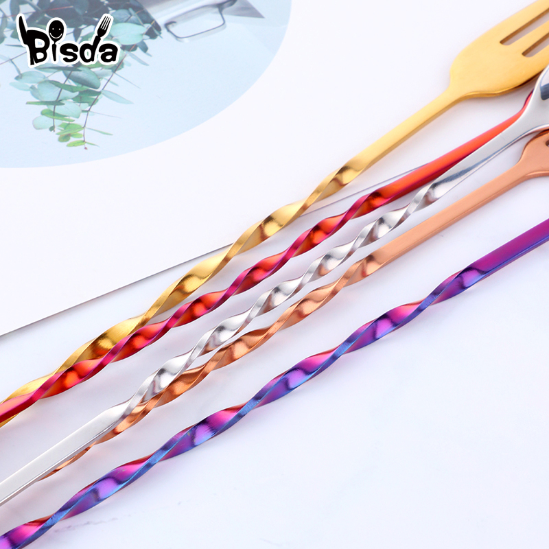 Cocktail Bar Spoons with Fork, - Bar Spoon Twisted ulasan dan harga
