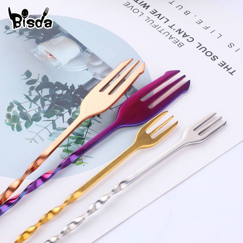 Cocktail Bar Spoons with Fork, - Bar Spoon Twisted ulasan dan harga