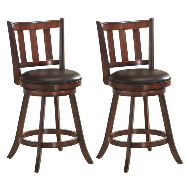 Set 2 Swivel Bar Stools Leathe - Home Bar Stools ulasan dan harga